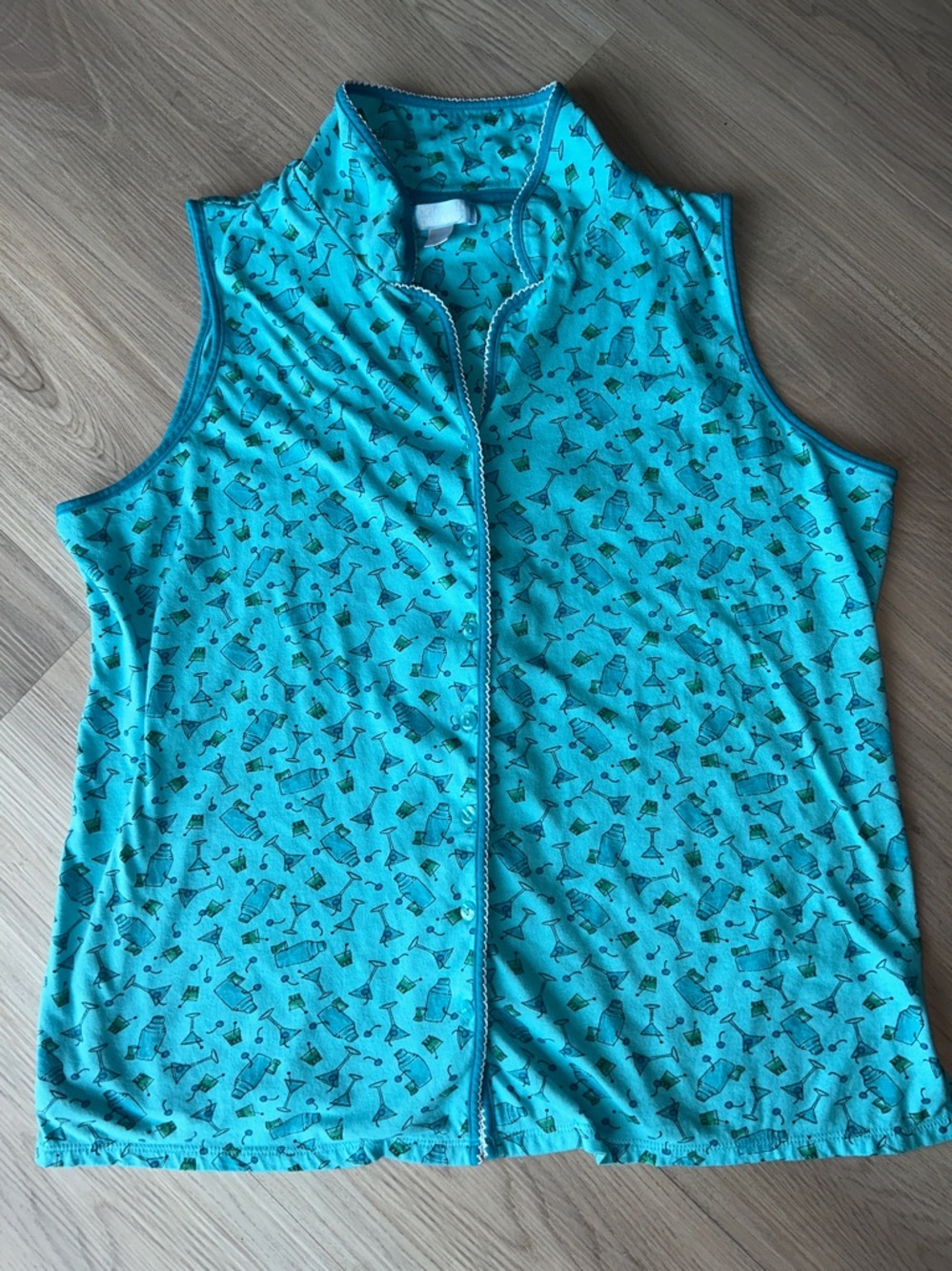 Celestial Dreams Martini Pajama Set XL Blue NWOT PJ Summer Lounge Sleeveless - Picture 2 of 16